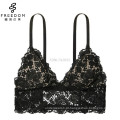 2017 novo design floral de renda longa linha V mergulho bralette de renda